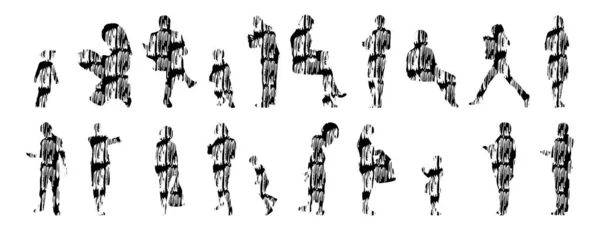 Sílhuetas Vetoriais Sílhuetas Contorno Pessoas Desenho Contorno Silhueta Pessoas Conjunto — Vetor de Stock