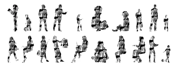 Siluetas Vectores Siluetas Contorno Personas Dibujo Contorno Silueta Personas Icono — Archivo Imágenes Vectoriales