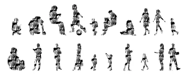 Sílhuetas Vetoriais Sílhuetas Contorno Pessoas Desenho Contorno Silhueta Pessoas Conjunto —  Vetores de Stock