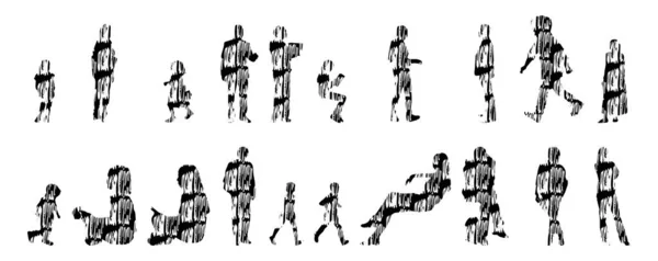 Sagome Vettoriali Sagome Sagomate Delle Persone Disegno Contorno Sagoma Delle — Vettoriale Stock