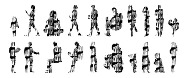 Siluetas Vectores Siluetas Contorno Personas Dibujo Contorno Silueta Personas Icono — Archivo Imágenes Vectoriales