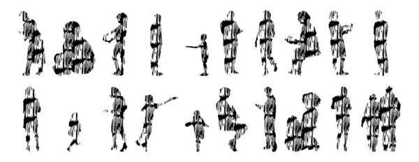 Sílhuetas Vetoriais Sílhuetas Contorno Pessoas Desenho Contorno Silhueta Pessoas Conjunto —  Vetores de Stock