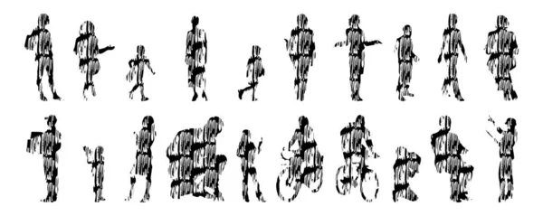 Siluetas Vectores Siluetas Contorno Personas Dibujo Contorno Silueta Personas Icono — Archivo Imágenes Vectoriales