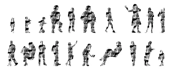 Silhouettes Vectorielles Silhouettes Esquissées Personnes Dessin Contour Silhouette Personnes Icône — Image vectorielle