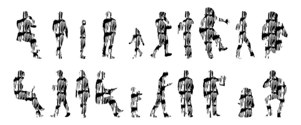 Silhouettes Vectorielles Silhouettes Esquissées Personnes Dessin Contour Silhouette Personnes Icône — Image vectorielle