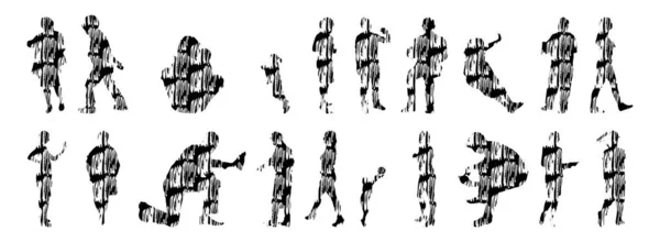 Векторные Силуэты Контурные Силуэты Людей Контурный Рисунок Силуэт Людей Иконный — стоковый вектор