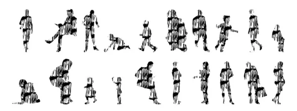 Siluetas Vectores Siluetas Contorno Personas Dibujo Contorno Silueta Personas Icono — Archivo Imágenes Vectoriales