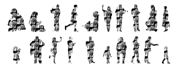 Siluetas Vectores Siluetas Contorno Personas Dibujo Contorno Silueta Personas Icono — Archivo Imágenes Vectoriales