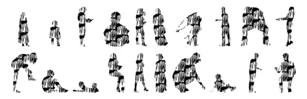 Vector Silhouettes Outline Silhouettes People Contour Drawing People Silhouette Icon — 스톡 벡터