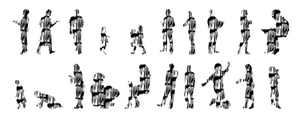 Silhouettes Vectorielles Silhouettes Esquissées Personnes Dessin Contour Silhouette Personnes Icône — Image vectorielle