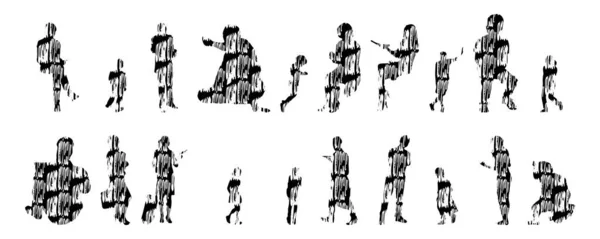 Векторные Силуэты Контурные Силуэты Людей Контурный Рисунок Силуэт Людей Иконный — стоковый вектор