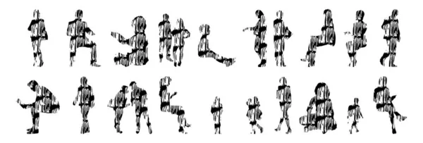 Siluetas Vectores Siluetas Contorno Personas Dibujo Contorno Silueta Personas Icono — Archivo Imágenes Vectoriales