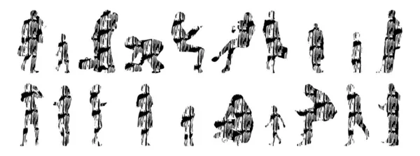 Silhouettes Vectorielles Silhouettes Esquissées Personnes Dessin Contour Silhouette Personnes Icône — Image vectorielle