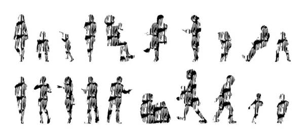 Siluetas Vectores Siluetas Contorno Personas Dibujo Contorno Silueta Personas Icono — Archivo Imágenes Vectoriales