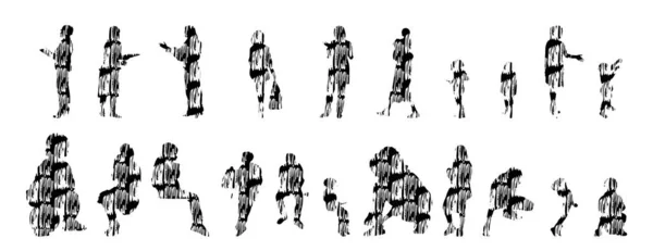 Sílhuetas Vetoriais Sílhuetas Contorno Pessoas Desenho Contorno Silhueta Pessoas Conjunto —  Vetores de Stock