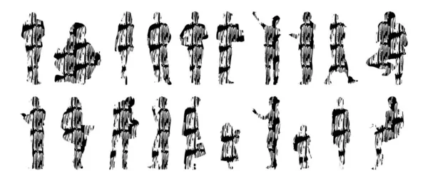 Siluetas Vectores Siluetas Contorno Personas Dibujo Contorno Silueta Personas Icono — Archivo Imágenes Vectoriales