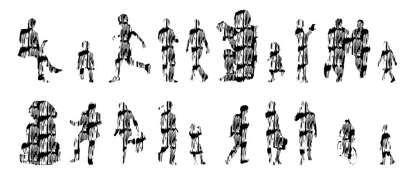 Silhouettes Vectorielles Silhouettes Esquissées Personnes Dessin Contour Silhouette Personnes Icône — Image vectorielle