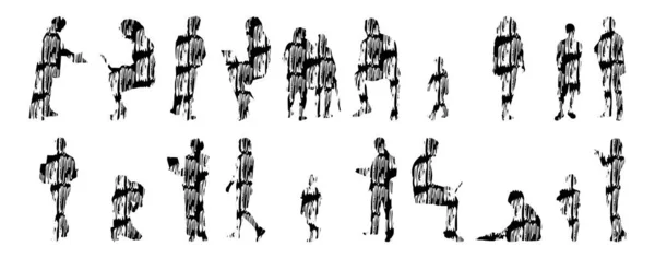 Silhouettes Vectorielles Silhouettes Esquissées Personnes Dessin Contour Silhouette Personnes Icône — Image vectorielle