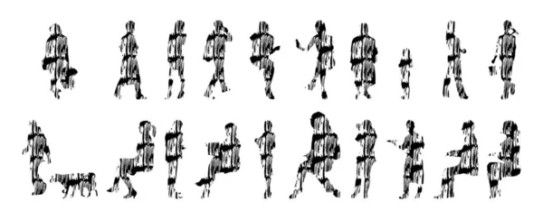 Silhouettes Vectorielles Silhouettes Esquissées Personnes Dessin Contour Silhouette Personnes Icône — Image vectorielle