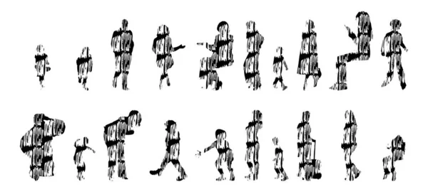 Silhouettes Vectorielles Silhouettes Esquissées Personnes Dessin Contour Silhouette Personnes Icône — Image vectorielle