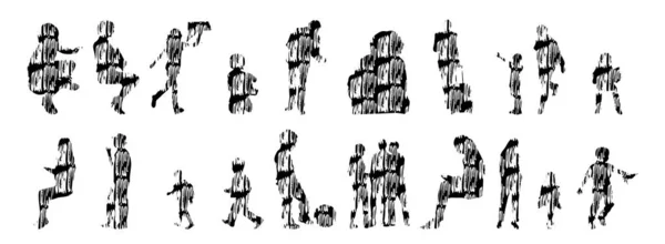 Vector Silhouettes Outline Silhouettes People Contour Drawing People Silhouette Icon — 스톡 벡터