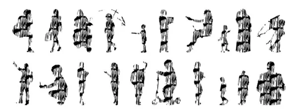 Siluetas Vectores Siluetas Contorno Personas Dibujo Contorno Silueta Personas Icono — Archivo Imágenes Vectoriales