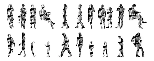 Siluetas Vectores Siluetas Contorno Personas Dibujo Contorno Silueta Personas Icono — Archivo Imágenes Vectoriales