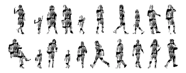 Sílhuetas Vetoriais Sílhuetas Contorno Pessoas Desenho Contorno Silhueta Pessoas Conjunto —  Vetores de Stock