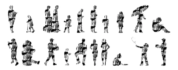 Sagome Vettoriali Sagome Sagomate Delle Persone Disegno Contorno Sagoma Delle — Vettoriale Stock