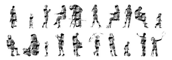 Siluetas Vectores Siluetas Contorno Personas Dibujo Contorno Silueta Personas Icono — Archivo Imágenes Vectoriales