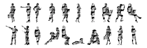 Siluetas Vectores Siluetas Contorno Personas Dibujo Contorno Silueta Personas Icono — Archivo Imágenes Vectoriales