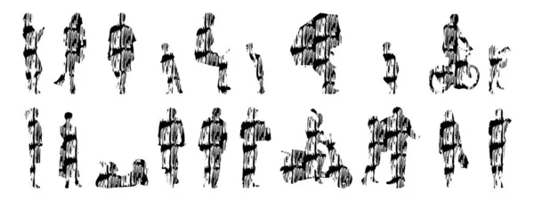 Siluetas Vectores Siluetas Contorno Personas Dibujo Contorno Silueta Personas Icono — Archivo Imágenes Vectoriales