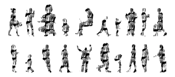 Sílhuetas Vetoriais Sílhuetas Contorno Pessoas Desenho Contorno Silhueta Pessoas Conjunto — Vetor de Stock
