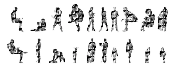 Sílhuetas Vetoriais Sílhuetas Contorno Pessoas Desenho Contorno Silhueta Pessoas Conjunto —  Vetores de Stock