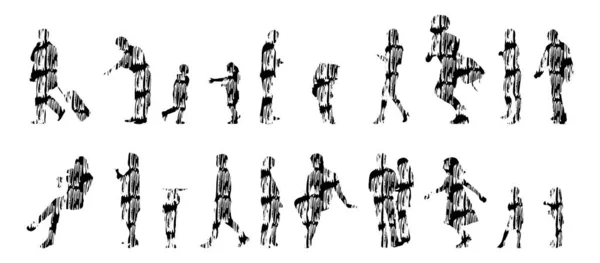 Sílhuetas Vetoriais Sílhuetas Contorno Pessoas Desenho Contorno Silhueta Pessoas Conjunto — Vetor de Stock