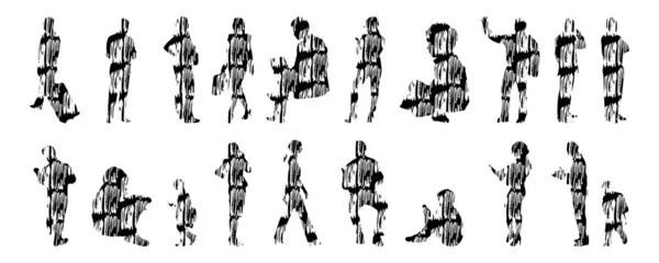 Silhouettes Vectorielles Silhouettes Esquissées Personnes Dessin Contour Silhouette Personnes Icône — Image vectorielle