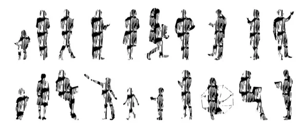Sílhuetas Vetoriais Sílhuetas Contorno Pessoas Desenho Contorno Silhueta Pessoas Conjunto — Vetor de Stock