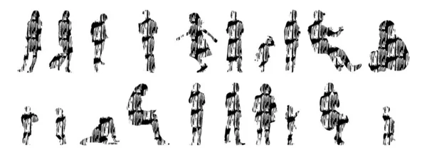 Siluetas Vectores Siluetas Contorno Personas Dibujo Contorno Silueta Personas Icono — Archivo Imágenes Vectoriales