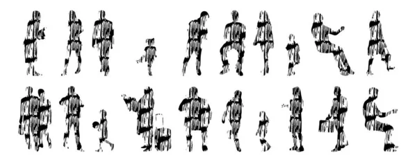 Vektor Silhuetter Disposition Silhuetter Människor Contour Ritning Människor Siluett Ikon — Stock vektor