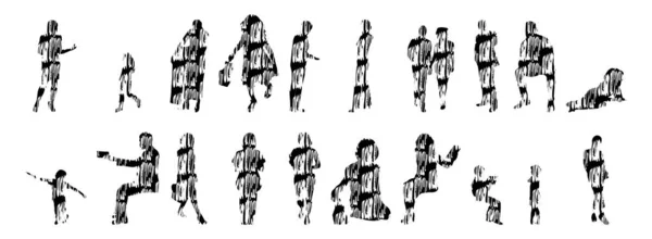 Sílhuetas Vetoriais Sílhuetas Contorno Pessoas Desenho Contorno Silhueta Pessoas Conjunto —  Vetores de Stock