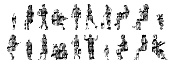 Siluetas Vectores Siluetas Contorno Personas Dibujo Contorno Silueta Personas Icono — Archivo Imágenes Vectoriales