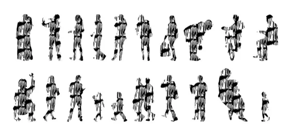 Siluetas Vectores Siluetas Contorno Personas Dibujo Contorno Silueta Personas Icono — Archivo Imágenes Vectoriales