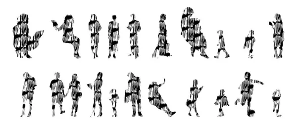 Silhouettes Vectorielles Silhouettes Esquissées Personnes Dessin Contour Silhouette Personnes Icône — Image vectorielle