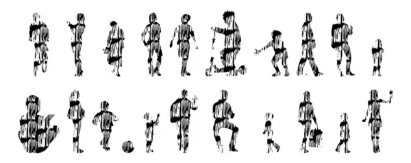 Silhouettes Vectorielles Silhouettes Esquissées Personnes Dessin Contour Silhouette Personnes Icône — Image vectorielle