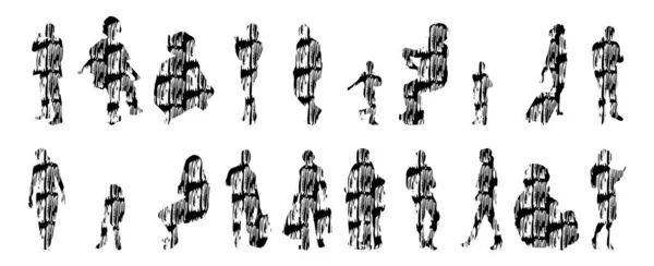 Sílhuetas Vetoriais Sílhuetas Contorno Pessoas Desenho Contorno Silhueta Pessoas Conjunto —  Vetores de Stock