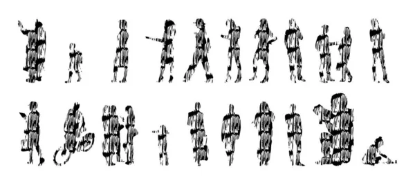 Sílhuetas Vetoriais Sílhuetas Contorno Pessoas Desenho Contorno Silhueta Pessoas Conjunto —  Vetores de Stock