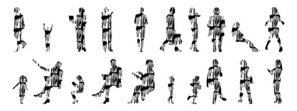 Sílhuetas Vetoriais Sílhuetas Contorno Pessoas Desenho Contorno Silhueta Pessoas Conjunto —  Vetores de Stock