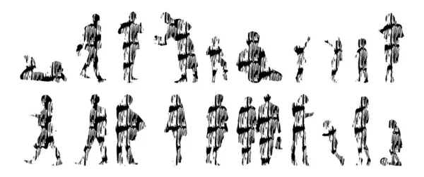 Sílhuetas Vetoriais Sílhuetas Contorno Pessoas Desenho Contorno Silhueta Pessoas Conjunto — Vetor de Stock