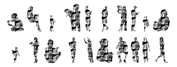 Sílhuetas Vetoriais Sílhuetas Contorno Pessoas Desenho Contorno Silhueta Pessoas Conjunto — Vetor de Stock