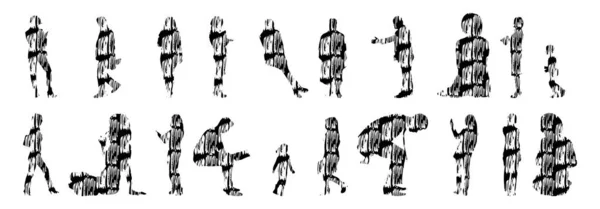 Siluetas Vectores Siluetas Contorno Personas Dibujo Contorno Silueta Personas Icono — Archivo Imágenes Vectoriales